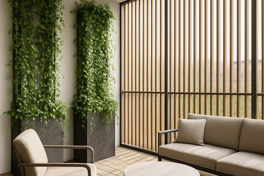 Cachez votre balcon avec des plantes et des paravents pour plus d'intimité