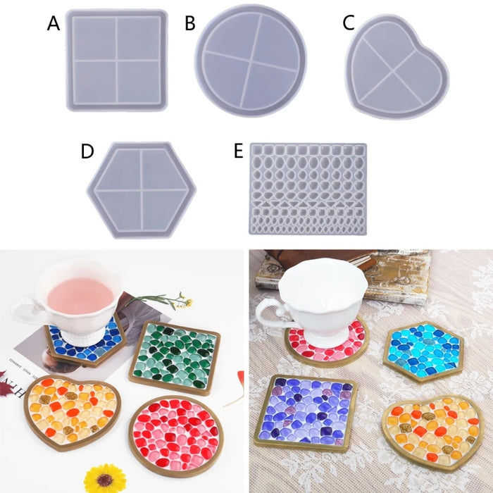 Moule en silicone transparent pour sous-verres en mosaïque DIY