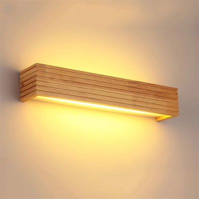 Applique murale LED en bois de chêne massif design japonais moderne