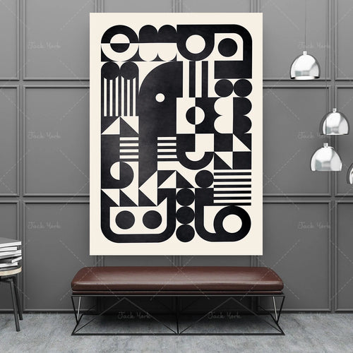 Affiche art déco monochrome moderne sur toile