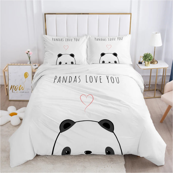 Housse de couette 140x200 garçon motif panda mignon sur lit