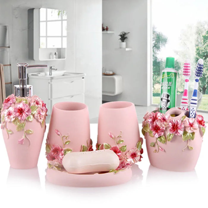 Ensemble salle de bain 5 pièces en résine couleur bourgogne