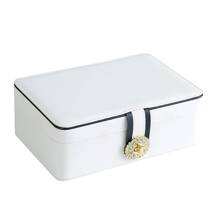 boîte rangement bijoux simili cuir noir rose blanche velours moderne boucles