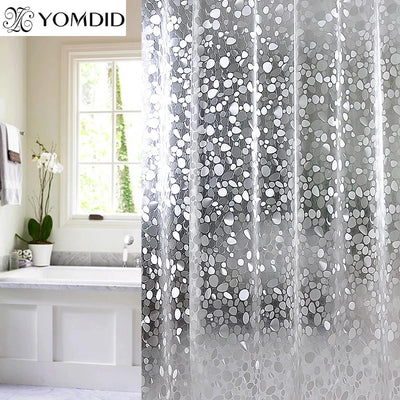 Rideau de douche transparent PVC 3D dans une salle de bain moderne