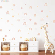 stickers muraux décoration enfantine arcs ciel étoiles nuages souriants aquarelle chambre bébé minimaliste