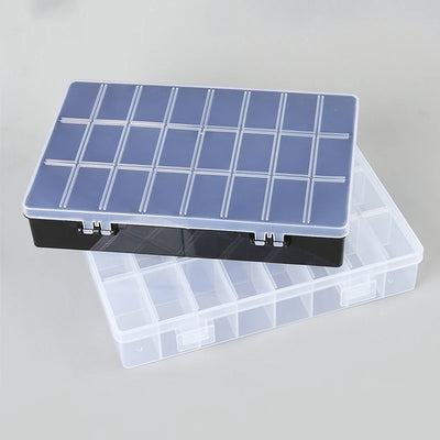 Boîte de rangement compartiment 24 grilles transparente