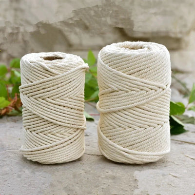 Corde en coton beige tressée pour décoration bohème DIY