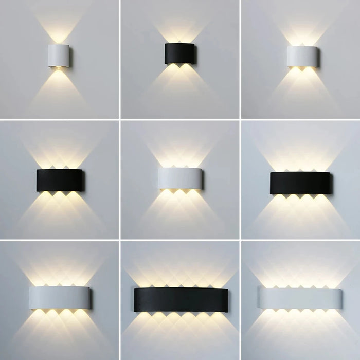 Applique murale LED étanche noire moderne pour extérieur et intérieur