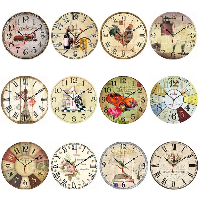 Horloge murale vintage en bois shabby chic pour cuisine rustique