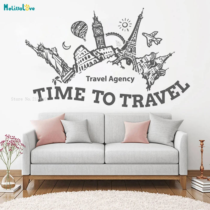 Sticker mural voyage aventure enfant avion