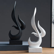 sculpture abstraite flamme résine noir blanc doré moderne minimaliste élégante intérieur décoration table étagère