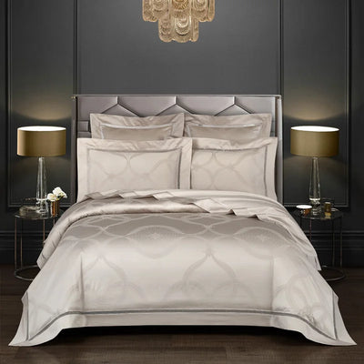 Housse de couette vintage jacquard coton égyptien 1000TC gris