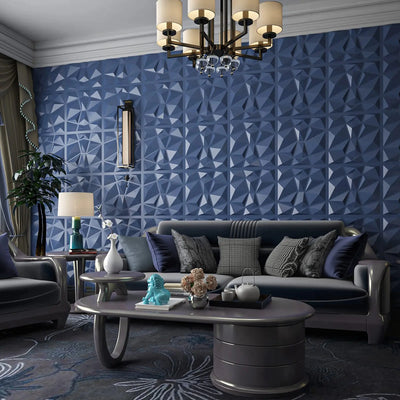 Panneau mural 3D PVC bleu marine motif diamant