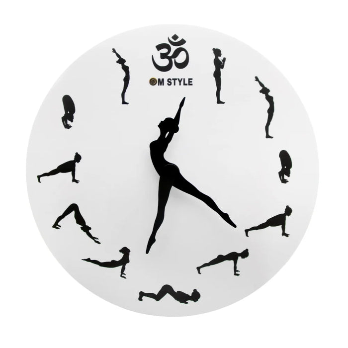 Horloge murale yoga salutation au soleil design moderne noir