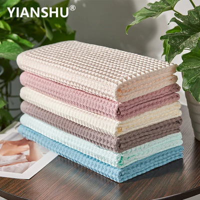Ensemble serviettes de bain coton gaufré vert