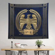 tapisserie murale aigle romain spqr or bleu foncé motif romain décoratif chambre salon polyester