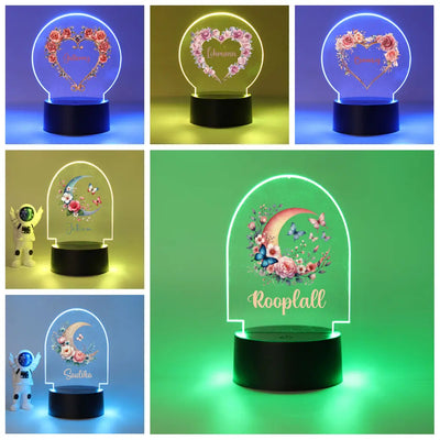 Lampe de chevet personnalisée lune rose vue de face