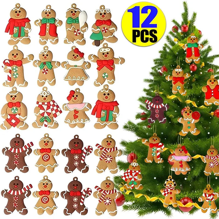 Bonhomme en pain d'épice vert menthe pour sapin de Noël