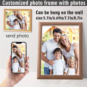 cadre photo bois personnalisable moderne rustique accrochage mur adhésif clous photo famille couple