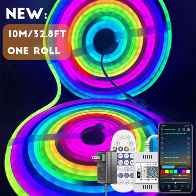 Ruban LED néon RGBIC 10m violet ambiance salon