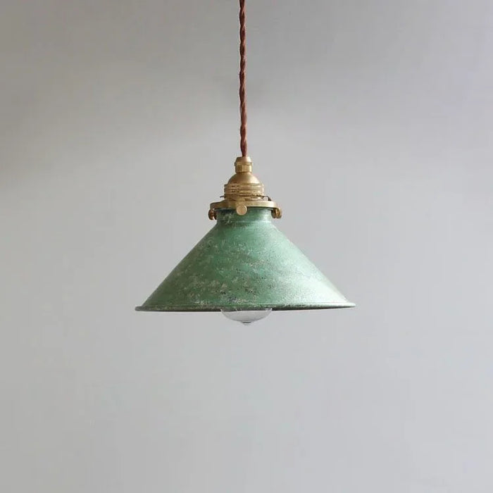 lampe suspendue industrielle vintage vert doré métal brillant chaîne salon restaurant chambrehôtel