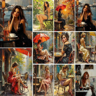 Kit peinture par numéros fille sexy sur toile pour décoration murale chambre