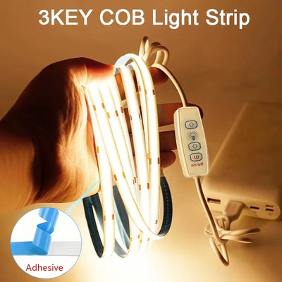 Bande LED COB USB 5V 320 LED/m dimmable blanc chaud