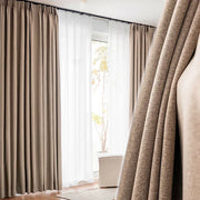rideau moderne beige voilage transparent tringle minimaliste chambre salon