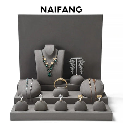 Présentoir à bijoux en cuir blanc pour professionnel