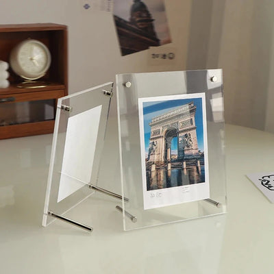Cadre photo plexiglass transparent double face beige