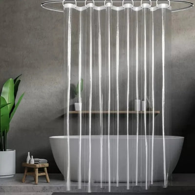 Rideau de douche transparent PEVA dans une salle de bain moderne