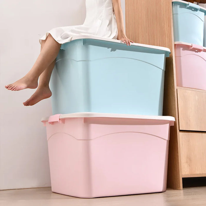 Boîte de rangement extra large en plastique gris pour vêtements