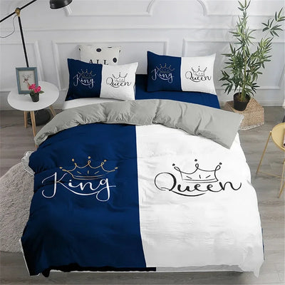 Housse de couette 260x240 blanc motif couronne vue d'ensemble