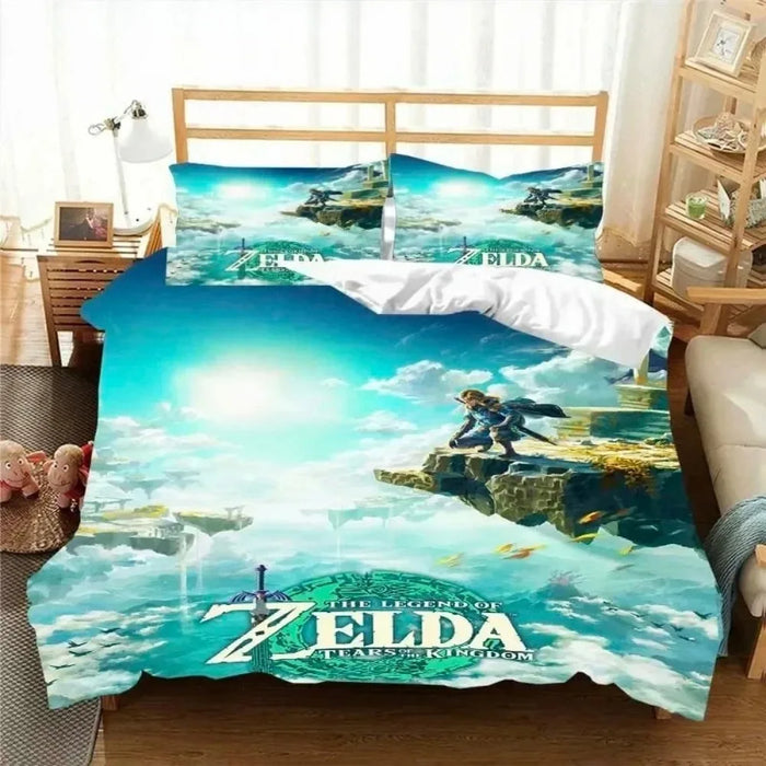 Housse de couette à zip imprimée Zelja sur un lit double