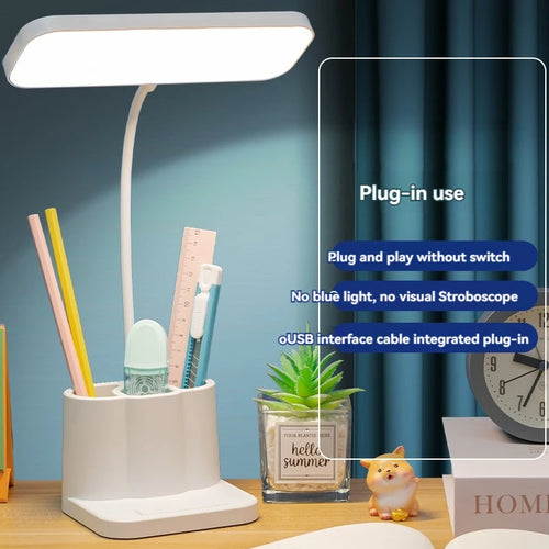 lampe rechargeable moderne pot crayons support smartphone blanc mat étudiants chambre