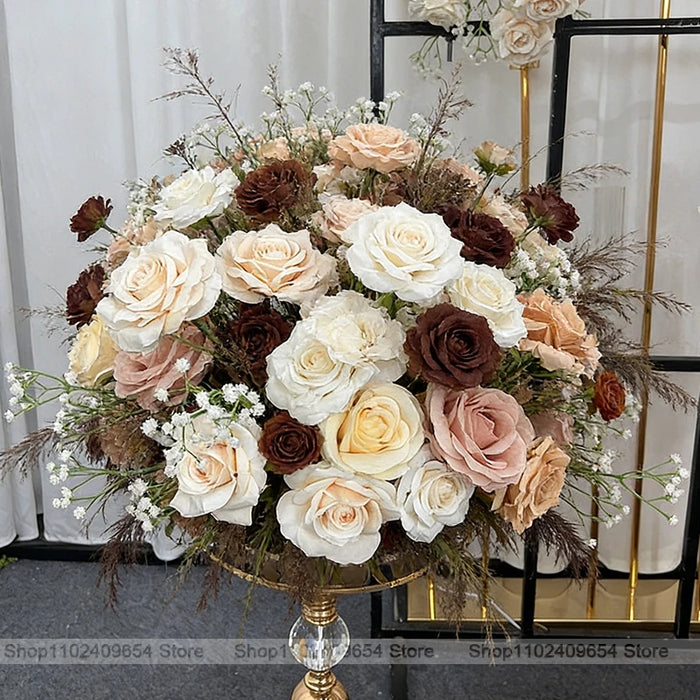 arche décorative rustique fleurs artificielles feuilles séchées mariage anniversaire baby shower extérieur blanc beige