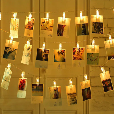 Guirlande lumineuse à clips photos blanc chaud