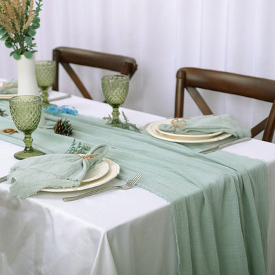 Chemin de table coton brut naturel blanc pour mariage