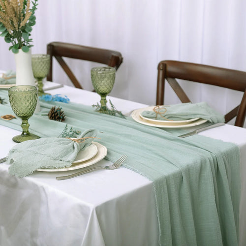 Chemin de table coton brut naturel blanc pour mariage