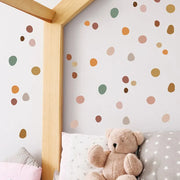 stickers muraux bohèmes cercles irréguliers couleur beige clair orange marron rose vert decoration chambre