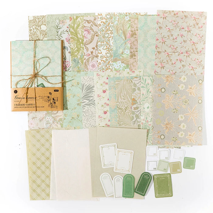 papiers décoratifs vintage fleurs géométriques opaques étiquettes autocollants enveloppes numérotés rétro scrapbooking