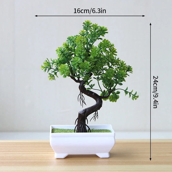 arbre bonsaï artificiel plante décorative fleurs colorées pot blanc mousse verte décoration intérieure maison