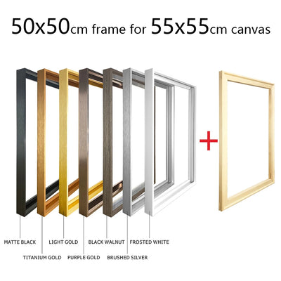 Cadre aluminium 50x50cm or noir pour toile 55x55cm