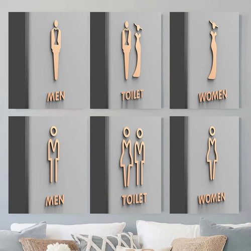 Plaque de toilette acrylique 3D couleur or noir vue de face