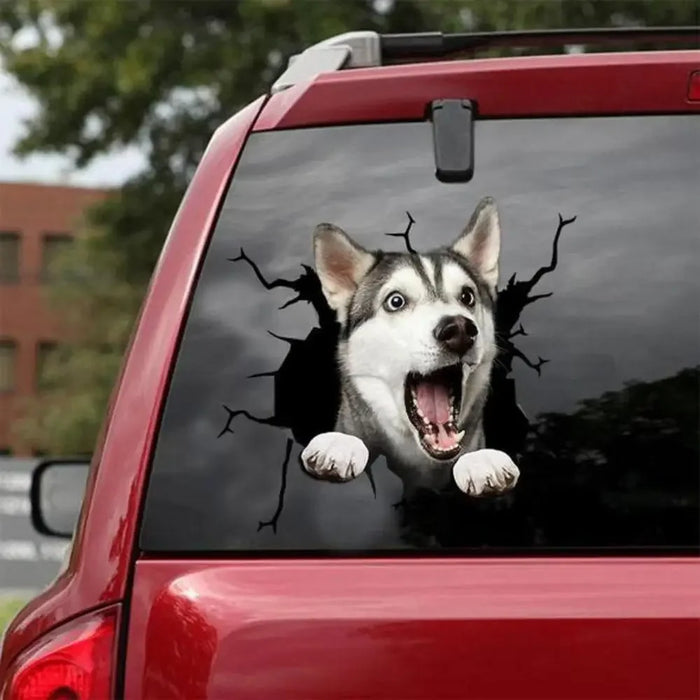 Sticker décoratif pour vitre de voiture avec motif chien en PVC bleu marine