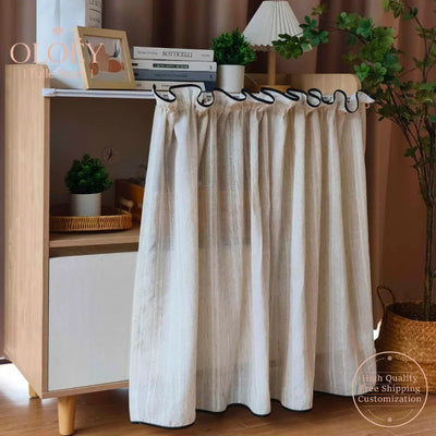 Rideau japonais rayé blanc pour placard cuisine