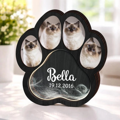 cadre photo patte animal bois personnalisable nom date empreinte souvenir animal compagnie moderne
