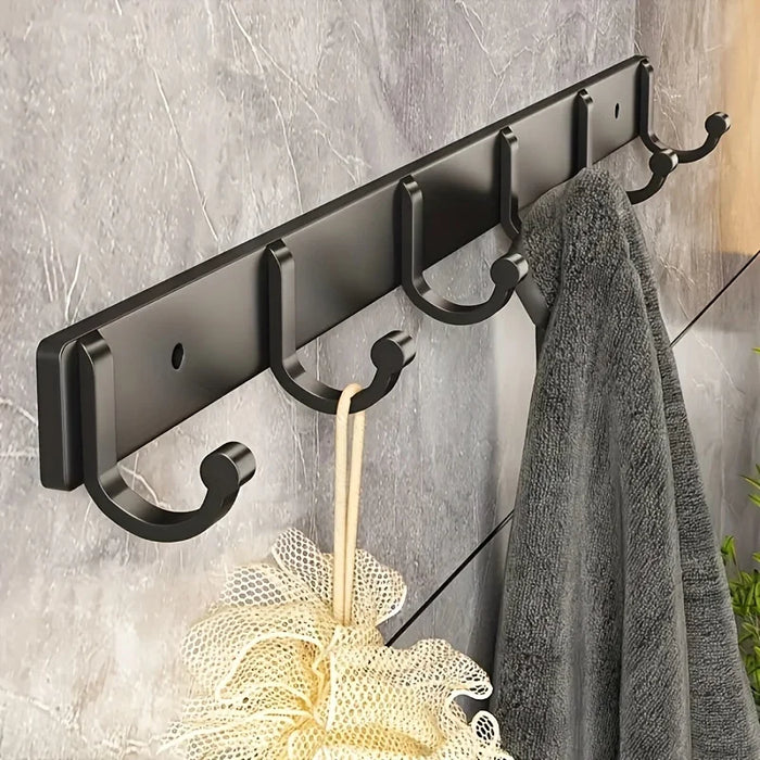 Porte manteau mural noir en aluminium avec 6 crochets suspendus