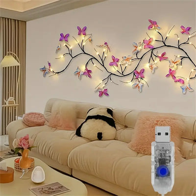 Guirlande lumineuse murale papillon LED blanc chaud