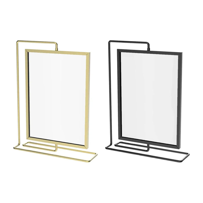 Cadre photo double face rotatif en métal et acrylique noir sur bureau